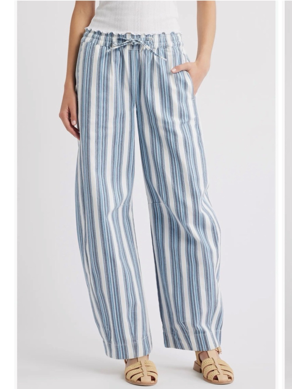 Damson Madder Felix Stripe Organic Cotton Drawstring Jeans